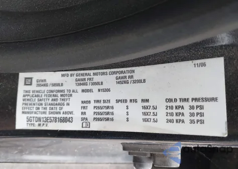 2007 Hummer H3 Suv z USA, uszkodzony, nr VIN 5GTDN13E578168043